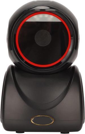 1D 2D QR Desktop Barcode Scanner, CMOS USB Code Scanner with Fast Decoding, Omnidirectional Induction Trigger Scanning, for Supermarket Library Retail Store(Black)