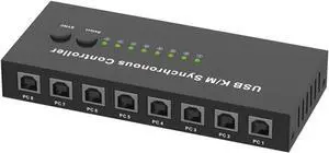 Ennovor USB Synchronizer 2/4/8 Port KVM Switch Multiple Computers Share A of Mouse and Keyboard Synchronizer, Game Controller for Multiple PCs (Size : 8 Ports)