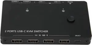 Ennovor KVM Switch,2 in 1 USB C Switch 10Gbps 3840x2160 30Hz 60Hz Type C Switcher Self Adaptive EDID HD USB Type C KVM Switch USB 4K KVM Switch Compatible with Laptops Desktop TV