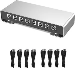 Ennovor 8 Ports USB Synchronizer - Smart KVM Switch, DNF Keyboard Mouse USB Shared Display Synchronization Controller KVM Switcher, USB2.0 Full Speed Technology 12Mbps Controller