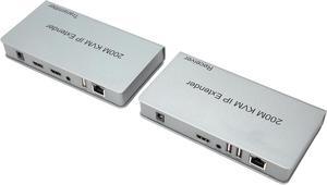 200m HD Multimedia Interface KVM Extender, KVM IP Extender by UTP STP 1080P 100-240V RJ45 for PC to HDTV (US Plug)