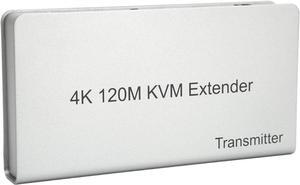 120m 4K HDMI KVM USB Extender for PC TV, LAN 4K @ 60Hz Remote Keyboard & Mouse, Multiple Receive Signal Amplifier, Plug and Play, 100240V.(US)