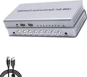 Ennovor 8 Port USB Synchronizer - KVM Switch/Distributor, 8 in 1 Out DNF Multi Open Synchronizer, USB Keyboard Mouse Sync Controller, Plug and Play Silver DNF Synchronizer