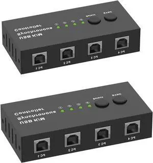 Ennovor 2pcs Synchronizer - 4 Ports KVM Switch/Distributor, DNF Multi Open Synchronizer, USB Keyboard Mouse Sync Controller, Plug and Play Game Controller