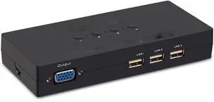 Ennovor KVM Switch 4 Ports Multi-Host Sharing Mouse, Keyboard and Monitor, Plug and Play Metal Synchronizer, for Windows/Linux/Android/Netware