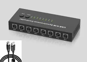 Ennovor 8 Port Synchronizer - KVM Switch/Distributor, DNF Multi Open Synchronizer, USB Keyboard Mouse Sync Controller, Plug and Play Game Controller