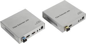 KVM Optical Transceiver, Professional 20km Stable Signal HD Media Interface KVM Fiber Extender Plug and Play 100-240V 4K 60Hz for Projector TV (US Plug)