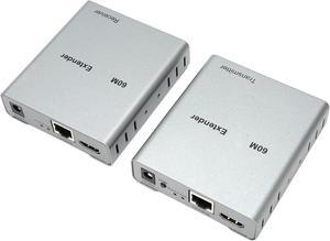 HD Video Extender, HD Multimedia Interface KVM Extender 1080P 60Hz Over Ethernet for PC (US Plug)