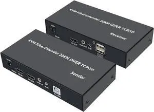 Ennovor DAGIJIRD HDMI KVM Fiber Extender Video Resolution Up to 1080P@60Hz HDMI to Fiber Converter Transmission Distance Up to 20km Support USB Mouse Keyboard