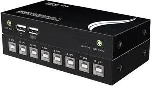 Ennovor 8 Ports USB Synchronizer - DNF Keyboard Mouse Shared Display Synchronization Controller, KVM Metal Switcher Black, for Game, Security/Stock Market Surveillance, Offices
