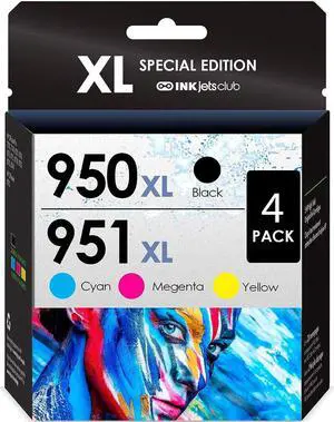 INKjetsclub Compatible  950XL / 951 XL (4 Pack) Ink Cartridges. Works with OfficeJet 8600, OfficeJet Pro 251dw, 276dw, 8100, 8610, 8620, 8625, 8630 Printers.