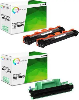 TCT Premium Compatible Toner Cartridge and Drum Unit Replacement for Brother TN1060 DR1060 Works with Brother HL-1110 1212W, MFC-1810 1910W, DCP-1510R 1612W Printers (2 TN-1060, 1 DR-1060) - 3 Pack