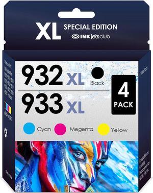 INKjetsclub Compatible Ink Cartridge Replacement  932/933XL Ink. Works with OfficeJet 6600 6700 7610 7612 7510 7110 6100 Printers. 4 Pack (Black, Cyan, Magenta & Yellow).