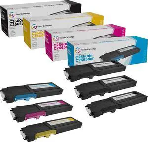 LD Products Compatible 593 Replacement for Dell C2660dn & C2665dnf High Yield Printer Toner Cartridges (3 Black 593-BBBU, 1 Cyan 593-BBBT, 1 Magenta 593-BBBS, 1 Yellow, 593-BBBR, 6-Pack)