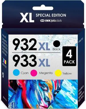 INKjetsclub Compatible Ink Cartridge Replacement  933XL 932XL 933 932 XL for OfficeJet 6600 6700 7610 7612 7510 7110 6100 Printer(Black Cyan Magenta Yellow) 4 Packs
