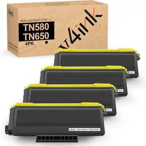 v4ink 4-Pack Compatible Toner Cartridge Replacement for Brother TN580 TN620 TN650 High-Yield work with HL-5240 HL-5250 HL-5340 HL-5370 MFC-8460 MFC-8480 MFC-8680 MFC-8690 MFC-8860 MFC-8890 Series