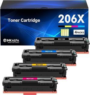 206X Toner Cartridges 4 Pack High Yield Set 206A M283fdw Compatible Replacement  206X 206A  Color Laserjet Pro MFP M283fdw M283cdw M255dw M283 M255 Printer W2110X W2110A Ink (with Chip)
