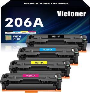 206A 206X Toner Cartridges 4 Pack Set (with Chip) M283fdw Compatible Replacement  206A 206X  Color Laserjet MFP M283fdw M283cdw Pro M255dw Printer W2110A W2110X Ink High Yield (B/C/Y/M)