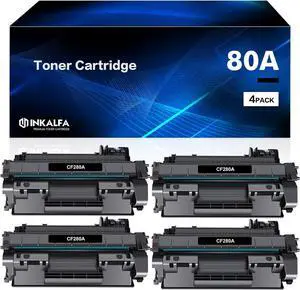 CF280A 80A Toner Cartridge Black Replacement  80A CF280A 80X CF280X Pro 400 M401dn M401dne M401n MFP M425dn M425dw P2055DN Printer (Black, 4-Pack)