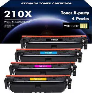210X Toner Cartridges 4 Pack High Yield 210A (with Chip) Compatible Replacement  210X W2100X W2100A Color MFP 4301fdw 4301fdn Pro 4201dw 4201dn Series Printer Ink (\u200eBlack Cyan Yellow Magenta)