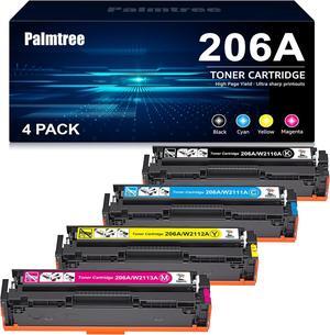 Palmtree Compatible Toner Cartridges Replacement  206A 206X W2110X W2110A  Color Pro MFP M283fdw M255dw M283cdw M283 M255 Toner Printer (Black Cyan Yellow Magenta,4 Pack)