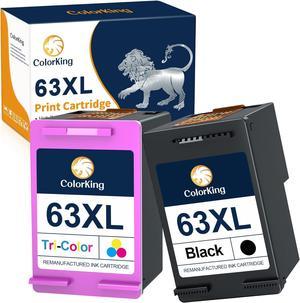 ColorKing Remanufactured Replacement Ink 63 HP 63XL Ink Cartridge Combo Pack for OfficeJet 3830 4650 4655 Envy 4520 4512 DeskJet 1112 2132 3630 Printer HP63 High Yield 1 Black 1 TriColor