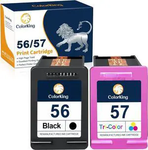 ColorKing Remanufactured Ink Cartridges Replacement  Ink 56 57 Combo Pack for Deskjet 5550 5650 5150 Photosmart 7350 7260 7450 7550 7660 7760 7960 PSC 2210 Printer2 Pack, 1 Black 1 Color