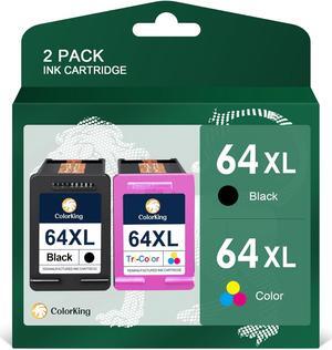 ColorKing Remanufactured Ink Cartridge Replacement  64XL 64 XL Ink Cartridge  Envy Photo 7855 7858 7155 6255 7164 7864 7158 7160 6252 5542 Printer Ink Cartridges ( 1 Black, 1 Tri-Color )