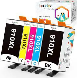Topkolor 910xl Ink Cartridges Replacement  910 XL Ink Cartridges Combo Pack Compatible with OfficeJet Pro 8020 8025 8028 8035 8030 8010 8015 8018 8022 Printer (2BK/1C/1M/1Y)