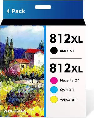 812XL 812 XL T812XL Remanufactured Ink Cartridges Replacement for Epson 812XL Ink Cartridges Combo Pack to use with Workforce Pro WF-7840 WF-7820 WF-7310 EC-C7000 Printer (BCMY,4 Pack)