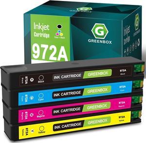 GREENBOX Remanufactured 972A High Yield Ink Cartridge Replacement  972A 972  Pagewide Pro 477dw 377dw 477dn 577dw 377dn 577z 452dn 452dw 552dw P55250dw Printer (Black Cyan Magenta Yellow)