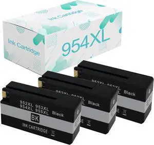 Compatible  954XL Ink Cartridges Replacement  954 954XL with OfficeJet Pro 7720 7740 8210 8216 8702 8710 8715 8720 8725 8730 Printer 3 Black