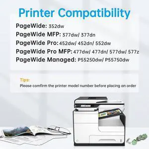 Ennovor 4PKS 972A 972 Ink Cartridges (BK/C/M/Y) Work for HP PageWide MFP 377dw 377dn 477dw 477dn 577dw 352dw 452dn 452dw 552dw Printer