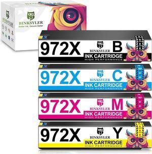BINKSYLER 972X Ink Cartridges (Upgraded Chip) Replacement  972X 972A 972 Ink Work  PageWide Pro 477dw 577dw 452dw 477dn 452dn 577z 552dw 377dw P55250dw Printer (BK C M Y) 4 Pack