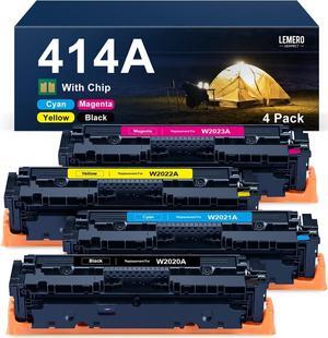 414A Toner Cartridges 4-Pack with Chip LemeroUexpect Remanufactured Replacement  414A 414X W2020A Toner Set for MFP M479fdw Pro M454dw M479fdn M479 M454dn Printer Black Cyan Magenta Yellow