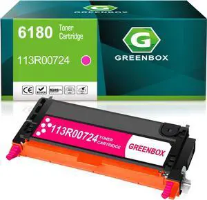 GREENBOX Remanufactured 6180 Magenta Toner Cartridges Replacement for Xerox 113R00724 for Xerox Phaser 6180 6180N 6180DN 6180MFP-D 6180MFP-N Printer (1 Pack)