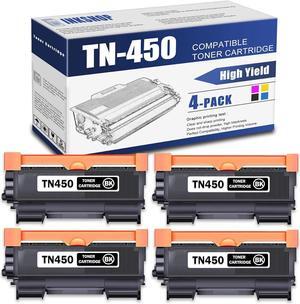 TN450 Compatible TN-450 Black High Yield Toner Cartridge Replacement for Brother TN-450 DCP-7060D DCP-7065DN Intellifax 2840 MFC-7240 HL-2130 HL-2132 Toner.(4 Pack)