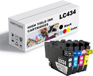 Ink Cartridge for Brother LC434 LC434BK LC434C LC434M LC434Y Ink Cartridge Combo,High Yield Compatible for Brother J1200W Printer Combo Pack