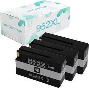 Compatible  952xl Ink Cartridges Replacement  952 952XL with OfficeJet Pro 7740 8210 8216 8710 8715 8720 8725 8730 8740 Printer 3 Black