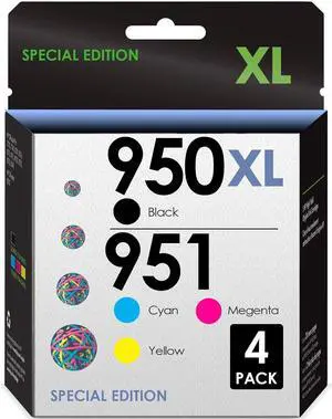 5-Star Compatible Ink Cartridges Replacement  950XL / 951XL Ink Cartridges. Works for Officejet Pro 8600 8610 8620 8615 8630 Printers. 4 Pack (Black, Cyan, Magenta, Yellow)