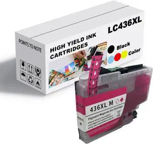 Ink Cartridge for Brother LC436BK LC436C LC436M LC436Y High Yield,Compatible for Brother J4340DW J4440DW J4540DW J5855DW J5955DW J6555DW J6955DW J6957DW Printer Magenta
