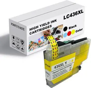 Ink Cartridge for Brother LC436BK LC436C LC436M LC436Y High Yield,Compatible for Brother J4340DW J4440DW J4540DW J5855DW J5955DW J6555DW J6955DW J6957DW Printer Yellow