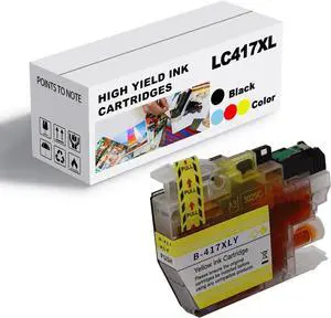 Ink Cartridge for Brother LC417XL High Yield,Page Yield Up to 6000 Pages Black 5000 Pages Color Compatible J7010CDW J5800CDW J7500CDW J7600CDW Printer Yellow