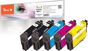 Peach E502 Value Pack Plus Printer Cartridges XL (2x Black, C, M, Y) Replaces Epson No. 502XL for Epson Expression Home XP -5100, Epson Expression Home XP -5105, Epson WorkForce WF -2860 DWF