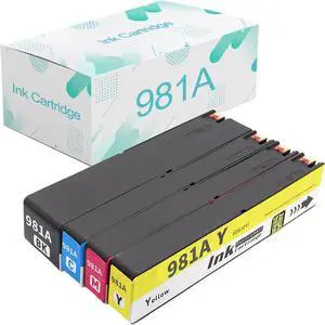 Compatible for Ink Cartridges Replacement  981A with PageWide Enleprise X556DN 586DN 586F 586Z 556XH Printer(BK/C/M/Y, 4Pack) Combo Pack