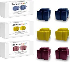 Professor Color ColorQube 8570 or ColorQube 8580 Ink Replaces 108R00926 108R00927 108R00928 (6 Repackaged OEM Inks), Bundle Includes Bypass Key for use in North American Printers - 13,200 Pages