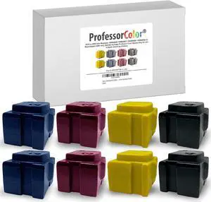 Professor Color ColorQube 8570 or ColorQube 8580 Ink Replaces 108R00926 108R00927 108R00928 108R00929 (8 Repackaged OEM Inks), Bundle Includes Bypass Key for use in North American Printers