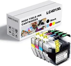Ink Cartridge for Brother LC401XL High Yield,Compatible J1010DW J1012DW J1170DW Printer 500 Pages Black,500 Pages Color Combo Pack