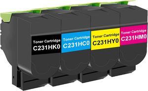 ABTOCAR TonerSave 4PK Remanufactured Toner for Lexmark C2325 C2425 C2535 MC2325 MC2425 MC2535 MC2640, C231HK0 C231HC0 C231HM0 C231HY0, Black Cyan Yellow Magenta, 4 Pack