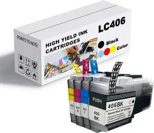 Ink Cartridge for Brother LC406BK LC406C LC406M LC406Y High Yield,Compatible for Brother J4335DW J4345DW J4535DW J5855DW J5955DW J6555DW J6955DW Printer Combo Pack